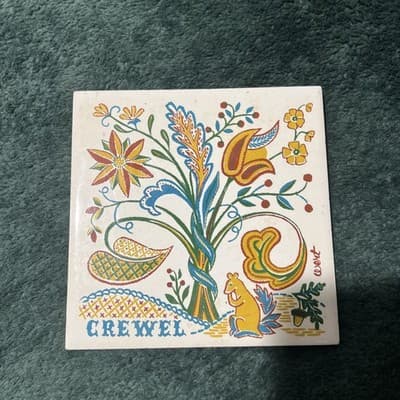 Berggren Trayner Originals Swedish Floral Folk Art Tile Var Sa God 1963 6x6 in - Thumbnail 2