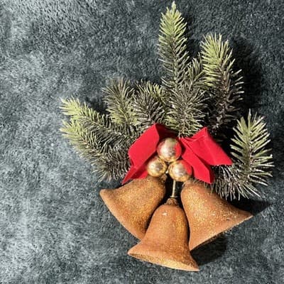 A Vintage Mid-century Glittered Gold Bell Christmas Decoration. Made In Germany - Thumbnail 7