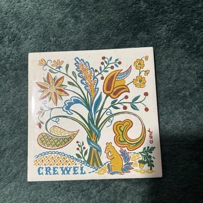 Berggren Trayner Originals Swedish Floral Folk Art Tile Var Sa God 1963 6x6 in - Thumbnail 4