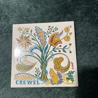 Berggren Trayner Originals Swedish Floral Folk Art Tile Var Sa God 1963 6x6 in - Thumbnail 5