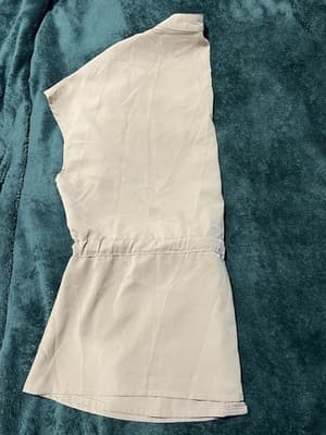 CICIBIRD Beige Peplum Button-Up Chiffon Sleeveless Tie Waist Blouse Top Sz XL - Thumbnail 5