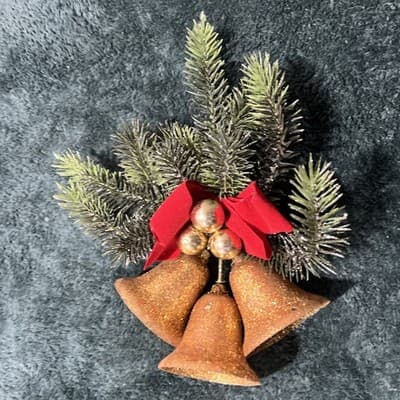 A Vintage Mid-century Glittered Gold Bell Christmas Decoration. Made In Germany - Thumbnail 8