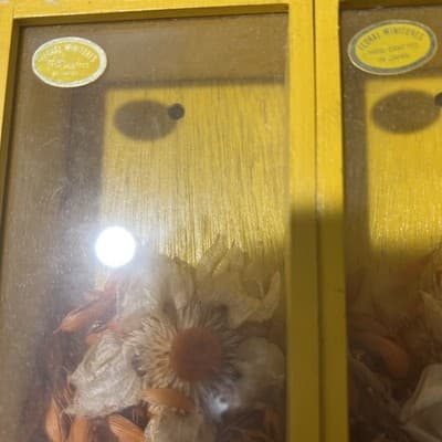VNTG MCM 1970s Framed Shadow Box Dried Flowers Wood Frame Wall Decor. Japanese. - Thumbnail 7