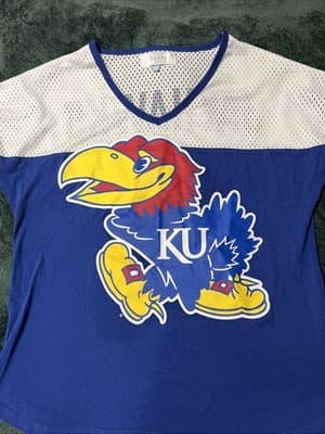 Ku Kansas Jayhawks Women's Short Sleeved V-Neck T-Shirt Size Medium Blue New - Thumbnail 2