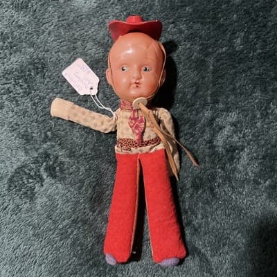 Vintage Knickerbocker 6.5 Celluloid Cowboy Doll 10 Inches - Thumbnail 13