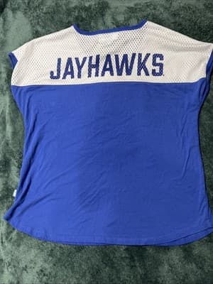 Ku Kansas Jayhawks Women's Short Sleeved V-Neck T-Shirt Size Medium Blue New - Thumbnail 5