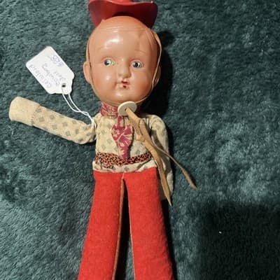 Vintage Knickerbocker 6.5 Celluloid Cowboy Doll 10 Inches - Thumbnail 15