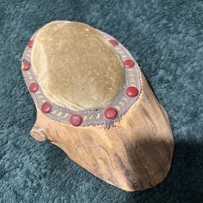 Vintage Wood Pincushion Handmade in Colorado. 6 Inches In Diameter - Thumbnail 3