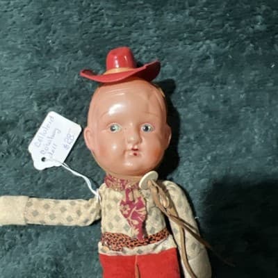 Vintage Knickerbocker 6.5 Celluloid Cowboy Doll 10 Inches - Thumbnail 5