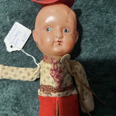 Vintage Knickerbocker 6.5 Celluloid Cowboy Doll 10 Inches - Thumbnail 3