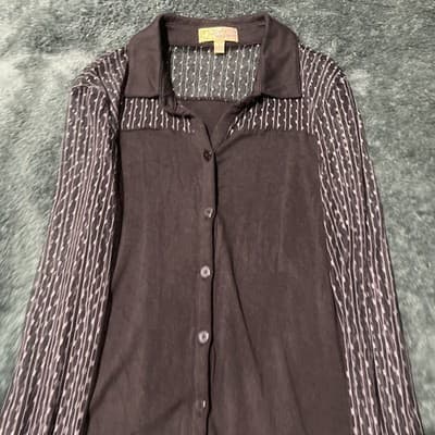 Ladies Princess Vera Wang Long Sleeve Blouse With Removable Cami Black Sz. S - Thumbnail 3