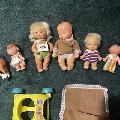 A Lot of 8 Vintage Plastic L'Il Babies Dolls and Accessories. Made In Japan Rare - Thumbnail 4