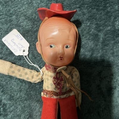 Vintage Knickerbocker 6.5 Celluloid Cowboy Doll 10 Inches - Thumbnail 14