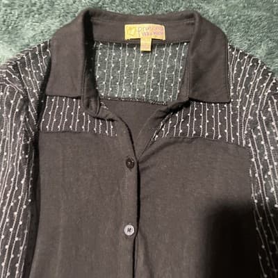 Ladies Princess Vera Wang Long Sleeve Blouse With Removable Cami Black Sz. S - Thumbnail 4