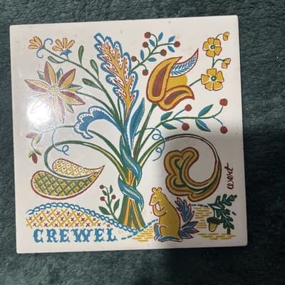 Berggren Trayner Originals Swedish Floral Folk Art Tile Var Sa God 1963 6x6 in - Thumbnail 9