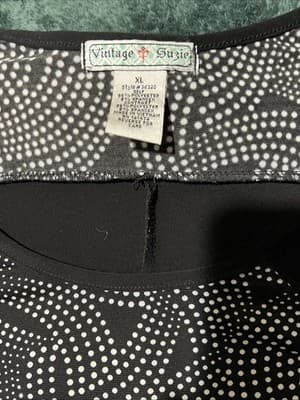 Vintage Susie Women's Top Blouse Size XL Polka Dot Short Sleeve Black White - Thumbnail 2