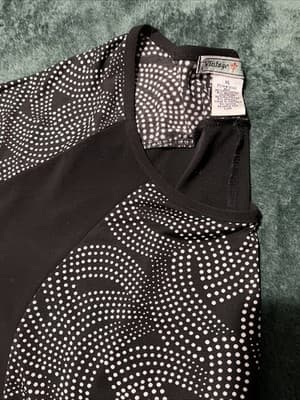 Vintage Susie Women's Top Blouse Size XL Polka Dot Short Sleeve Black White - Thumbnail 9
