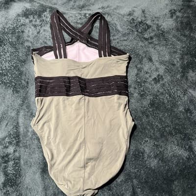Hilor Womens M 8-10 Swimsuit Black Green Straps Green Padded One Piece NWT P2 - Thumbnail 3