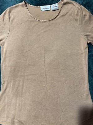 Worthington Women's Short Sleeve Top Brown, Stretch, Size Large. - Thumbnail 2