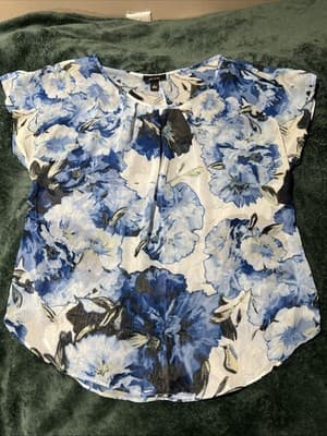 Women's Floral Print Blouse Size L by Alyx Brand Short Sleeve - Thumbnail 5