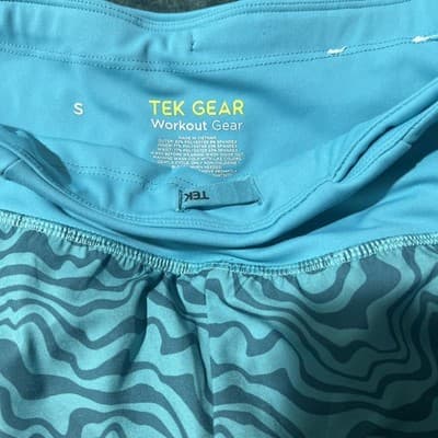 Tek Gear Women's Small Athletic Shorts Mid Rise Wicking Stretch Blue NEW TAG - Thumbnail 3