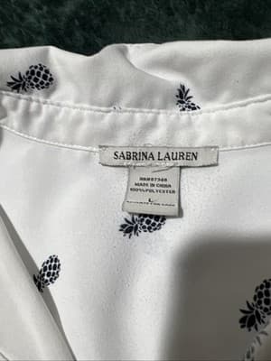 Women's Large Blouse by Sabrina Lauren Short Sleeve Button Up - Thumbnail 3