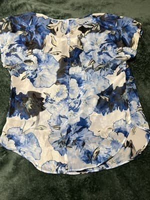 Women's Floral Print Blouse Size L by Alyx Brand Short Sleeve - Thumbnail 7