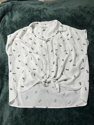 Women's Large Blouse by Sabrina Lauren Short Sleeve Button Up - Thumbnail 4