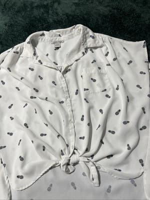 Women's Large Blouse by Sabrina Lauren Short Sleeve Button Up - Thumbnail 5