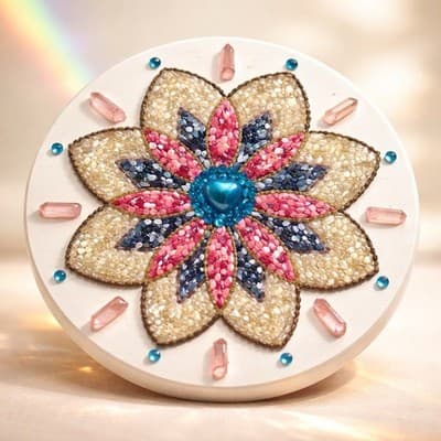 A Handmade Floral Mosaic Decorative Plaque Wall Hanging Home Decor Gift Item - Thumbnail 6