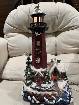 A Decorative Christmas Lighthouse with Snow Trees and Lights. Christmas Decor - Thumbnail 13