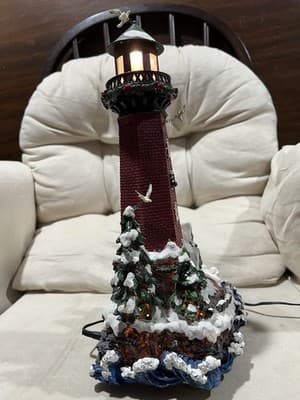 A Decorative Christmas Lighthouse with Snow Trees and Lights. Christmas Decor - Thumbnail 11