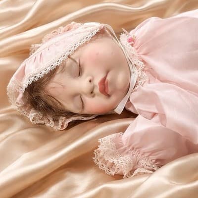 Vintage Porcelain Sleeping Baby Infant Girl Doll- Cloth Body 20 inches Tall - Thumbnail 15