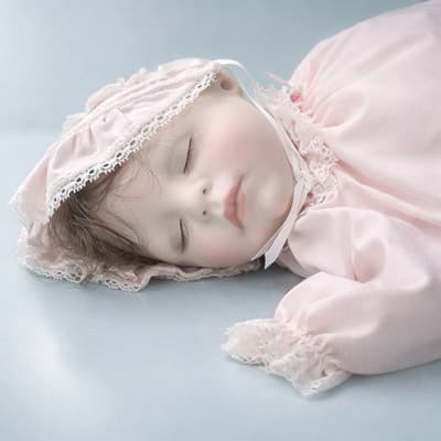 Vintage Porcelain Sleeping Baby Infant Girl Doll- Cloth Body 20 inches Tall - Thumbnail 7