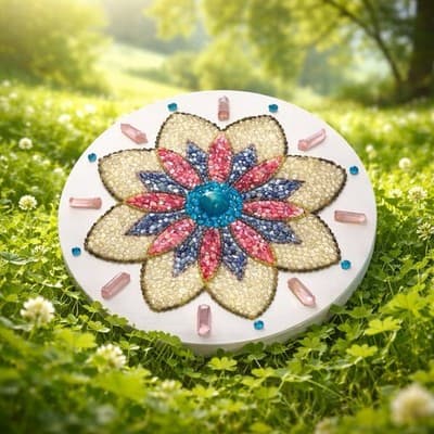 A Handmade Floral Mosaic Decorative Plaque Wall Hanging Home Decor Gift Item - Thumbnail 3