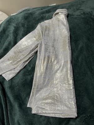 Slinky Brand Women's Size Medium Jacket Open Front Long Sleeve Gold/White - Thumbnail 9