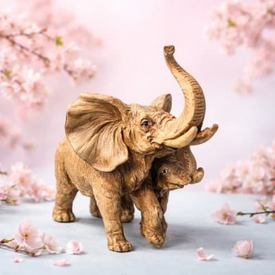 A Modern Decorative Sculpture of Two Elephants Likely Resin. Excellent Condition - Thumbnail 6