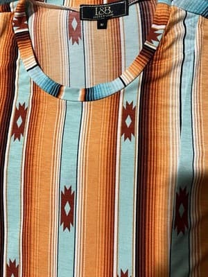 Lucky Blessed Kimono Size Medium Women's Multicolor Striped Print Short Sleeve - Thumbnail 10
