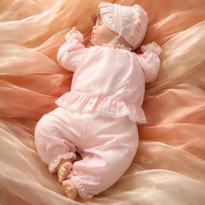 Vintage Porcelain Sleeping Baby Infant Girl Doll- Cloth Body 20 inches Tall - Thumbnail 14