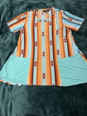 Lucky Blessed Kimono Size Medium Women's Multicolor Striped Print Short Sleeve - Thumbnail 9
