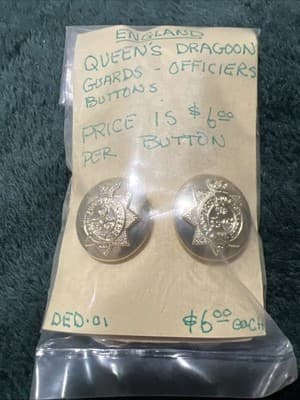 Queen Dragoon Guards Officer’s Buttons. Set of 10. British Army Uniform Items - Thumbnail 4
