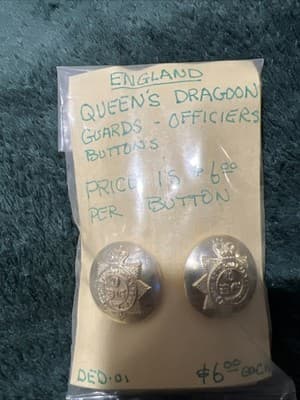 Queen Dragoon Guards Officer’s Buttons. Set of 10. British Army Uniform Items - Thumbnail 2