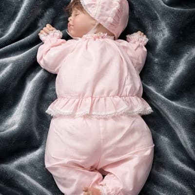 Vintage Porcelain Sleeping Baby Infant Girl Doll- Cloth Body 20 inches Tall - Thumbnail 13