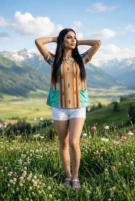 Lucky Blessed Kimono Size Medium Women's Multicolor Striped Print Short Sleeve - Thumbnail 4