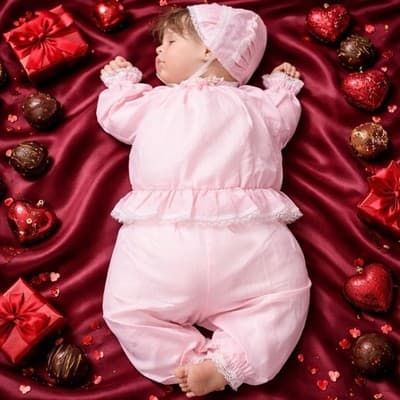 Vintage Porcelain Sleeping Baby Infant Girl Doll- Cloth Body 20 inches Tall - Thumbnail 4