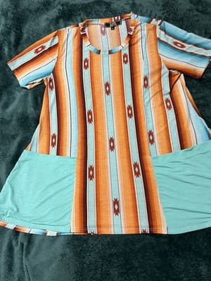 Lucky Blessed Kimono Size Medium Women's Multicolor Striped Print Short Sleeve - Thumbnail 8