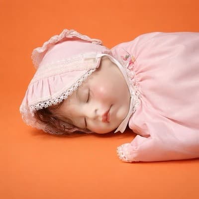 Vintage Porcelain Sleeping Baby Infant Girl Doll- Cloth Body 20 inches Tall - Thumbnail 8