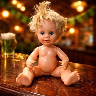 Vintage Circa 12” Baby Doll Wet & Drink Sleep Eye Blonde Rooted Hair Made In USA - Thumbnail 5