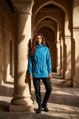 Columbia Women's Modern lightweight hooded windbreaker jacket in teal blue SizeM