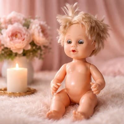 Vintage Circa 12” Baby Doll Wet & Drink Sleep Eye Blonde Rooted Hair Made In USA - Thumbnail 9
